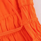 Foridol Orange Backless Tie Up Sexy Summer Women Dress V Neck A-line Beach Slip Dress 2025 Spaghetti Strap Party Midi Vestidos