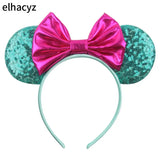 2025 Chic Disney Embroidery Sequin Minnie Ears Headband DOT Bow Hairband Girls Women Party Head Wear Kids DIY Hair Accessories