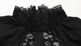 Ahagaga Sexy Patchwork Dresses For Women Short Sleeves Sheath Pleated Slim Fit Hollow Out Lace Basic Trend Streetwear Vestidos