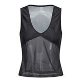 Summer Women Dots See-through Mesh Tank Tops V-neck Slim Fit Vest Fashion Club Sleeveless Shirts Streetwear
