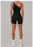 One Shoulder Women Sports Jumpsuit Sleeveless Yoga Rompers Backless Sportswear Women Workout One Piece Bodysuits Female
