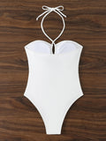 2026 Halter Swimsuit One Piece Solid Hollow Swimwear Women Sexy Bathers Bathing Swimming Swim Suit Female Beachwear