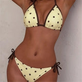 Polka Dot Halter Bikini Female Swimsuit Women Swimwear Two-Pieces Bikini Set Strappy High Cut Leg Bather Bathing Suit Swim V8305