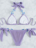 Sexy Halter Rings Ribbed Bikini 2025 Female Swimsuit Women Swimwear Two-pieces Bikini Set Brazilian Bathing Suit Swim Beach Wear