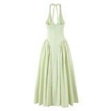 Foridol Summer Spring White Cotton Women's Dress Backless Halter Midi Party Dresses Elegant Vinatge A-line Vestidos 2025 New In