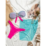 Sexy Bandeau With Skirt Splicing Bikini Female Swimsuit Women Swimwear Three-Pieces Bikini Set Bather Bathing Suit Swim V5640
