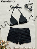 Sequins Starfish Halter High Waist Bikini Female Swimsuit Women Swimwear Two-Pieces Bikini Set Bather Bathing Suit Swim V8215