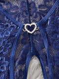 Women Sexy Lace Teddy Lingerie Deep V Mesh Sheer Bodysuit Backless Crotchless One Piece Babydoll Nightwear