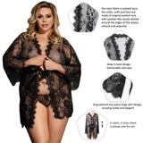 5xl 6xl Blue Kimono Femme Lace Robe Transparent Dress Plus Size Clothing Sexy Peignoirs For Women Nightie Long Sleeve Nightgowns