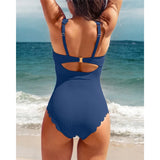 S - XXL 11 Colors Ribbed Frilled Women Swimwear One Piece Swimsuit Female Backless High Leg Cut Bather Bathing Suit Swim K7097