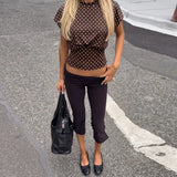FDYOUI Women's O-neck Polka Dot T-shirt 2026 Summer O-neck Drop-sleeve Tunics Tops Fashion Loose Corset Tee Shirts Female Top
