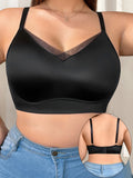 High quality plus size full cup black women's solid color underwear without steel ring sexy Lingerie MR3525