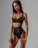 Toucheart 3 Piece Set Sexy Underwear Set For Women Mesh See-Through Lace Thin Sling Bra Set With Girdle Sexy Lingerie Suit New