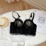 Sexy Lolita Bra Set for Women Wireless Push Up Bralette Lace Sexy Lingerie Set for Small Bust Gathering No Underwire MOYISU S-XL