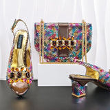Doershow High Quality African Style Ladies Shoes And Bags Set Latest sky blue Italian Shoes And Bag Set For Party 1-1