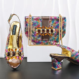 Doershow High Quality African Style Ladies Shoes And Bags Set Latest sky blue Italian Shoes And Bag Set For Party 1-1