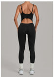 Women's Seamless Yoga Jumpsuits Sports Gym Fitness Backless Sleeveless Hip-lifting Pants One-piece Training Workout Bodysuits