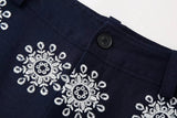 Foridol Floral Embroidery Cropped Pants Women Summer Casual Zip Navy Blue Fashion Female Pants Pantalones 2025 Mujer