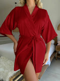 Summer Sleepwear Women Bride Robe Night Gowns Half Sleeve Loose Nightgown Female Silk Satin Kimono Bathrobe Lingerie