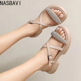 Summer High Heel Sandals Women's Outdoor Wear Thick Bottom Lightweight Trendy Small Size Beach Shoes Korean Style Footwear