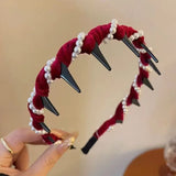 Elegant velvet Fabric Pearl Headband for Woman Temperament Non-slip Hair Band Fashion Girl Face Washing Headband Hair Accessorie
