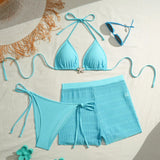 2026 Triangle String Bikinis Women 3 Pieces Swimwear Female & Beach Skirt Sexy Swimsuit Bathers Bathing Swimming Swim Suit Beach