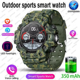2026 Rugged Sports Smart Watch Bluetooth Calls Colorful Waterproof Military Smartwatches with Flashlight SOS COMPASS for Phone