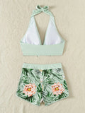 Halter Bikinis 2026 Women Printed Swimsuit Shorts High Waist Swimwear Female Bathers Swimming Bathing Suit Summer Beachwear