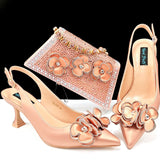 doershow  Italian niceShoes With Matching Bags Set Italy African Women's Party Shoes and Bag Sets peach Color Women sh  HQS1-25