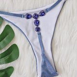 2 Colors Sexy Bikini Women Shiny Fabric Crystal Diamond G-string Swimwear Swimsuit Bikinis Set Bathing Suit Bikini Luxe Female