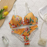 Hot Selling High-quality Multi-color Lingerie 2-piece set For Women's Underwear Beautiful Print Push Up Bra Beach party bikini