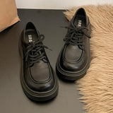 Elegant Lace-Up Platform Loafers for Women 2026 British Style High Heels Oxford Shoes Woman Preppy Style Pu Leather Shoes Female