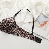 New leopard print European and American 3/4 cup lingerie paired with thong sexy women's underwear set push up bra B2087