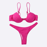 Women Push Up Two Piece Bikini Swimsuits Solid Color Bra Padded Swimwear Bathing Suit