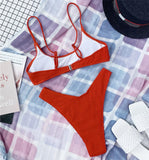 7 Color Sexy Padded Wrinkled Crinkled Bikini Women Swimwear Female Swimsuit Two-Pieces Bikini Set Bather Bathing Suit Swim V3032