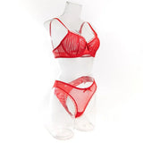 2Pcs Bra & Brief Set for Women Sexy White Ruffle Mesh Perspective Bow Patchwork Bra Bilizna Set Underwear Ultra Thin Intimate