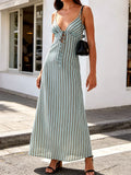 2026 Summer Women Tie-up Back Long Dress Spaghetti Strap V Neck Flowy Loose Dress Casual Party Bohemian Streetwear