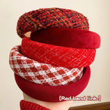 New Year's Christmas Red Hair Bands Fall Winter Popular Wide Edge Pressure Hairpin Headband Headdress Hair Accessories for Women