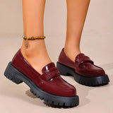 British Style Platform Loafers for Women Plus Size 43 Thick Heel Commute Work Shoes Ladies Comfort Thick Sole Pu Leather Shoes