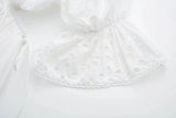 Foridol Lace Summer White Dress Women Puff Sleeve Embriodery Waist Cut Out Beach Short Sexy Cotton Dress Backless 2025 Sundress