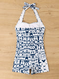 2026 Halter Swimsuit One Piece Printed Swimwear Women Sexy Vintage Bathers Bathing Swimming Swim Suit Female Beachwear