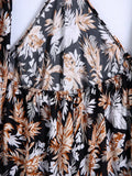 Waist Cut Out Backless Sexy Summer Maxi Dress Elegant Deep V Neck Holiday Long Dress Red Black Boho Floral Dress Women 2025