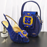 doershow Italian Shoes And Bag Sets For Evening Party With Stones Italian Leather Handbags Match Bags! HB1-1