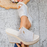 Vinatge Chunky Platform Sandals Women 2026 Summer Peep Toe Wedges Slippers Woman Plus Size 42 Thick High Heels Sandles Female