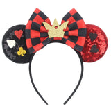 2025 New Style Mickey Minnie Ear Headband Sequin Bows Girl Adult Kids Halloween Party Cosplay Hair Accessories Princess Hairband