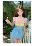 Swimsuit for Women, Sweet Split Bikini, Small Chest Gathering, Beach Vacation, Hot Spring Bath, Three Piece Swimsuit Set