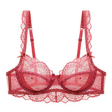 Logirlve Ultrathin Bra Transparent Brassiere Sexy Underwear Plus Size Cup Embroidery Women Lingerie Lace Bras Hollow out
