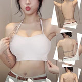 MOYISU Anti Slip Halter Bra for Small Chest, Push Up Enhancer Pads Rounded Shape, Invisible Seamless Cover No Show Lift Bralette