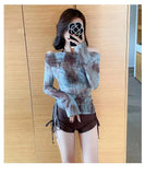 Swimsuit Women's Split Three-piece Long-sleeved Fashion Tie-dye Blouse Sexy Bikini Conservative and Slim Swimsuit