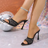 Sexy Pointed Toe High Heel Sandals Women 2026 Fashion Stiletto Heels Crystal Sandals Woman Plus Size 42 Slip On Party Shoes